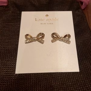 Kate Spade-Skinny Mini Pave Bow Stud Earrings-Gold- NWT!! 🥳